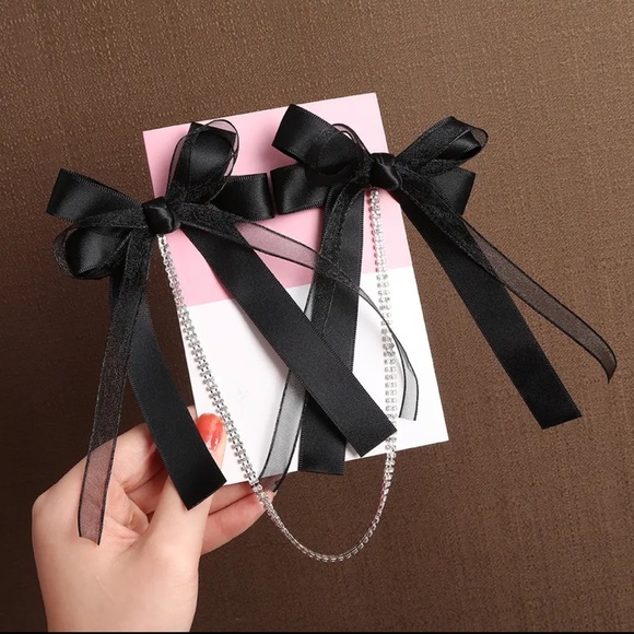 AWAYTR Tassel Elegant Vintage Bow Pearl Chain Hairpins Sweet Hair Decorate - Picture 9 of 16